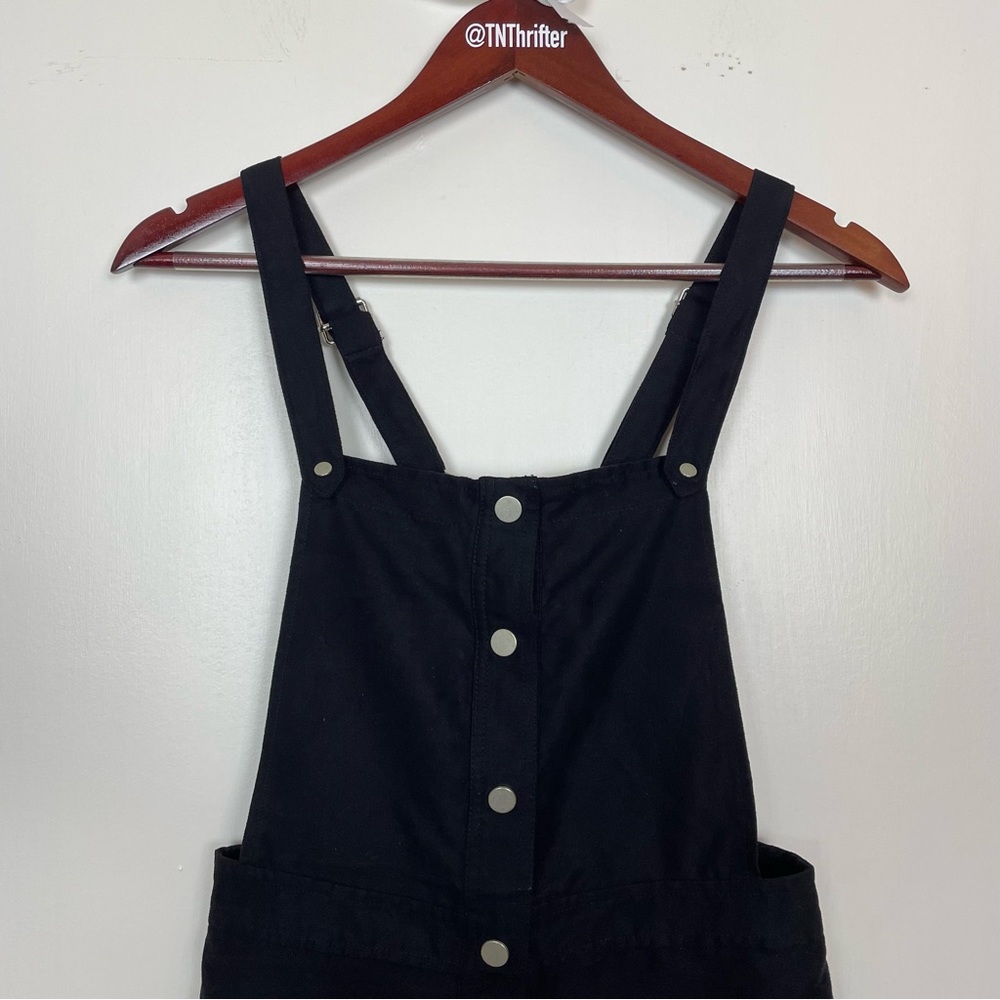 Divided Womens H&M Overall Skirt Size 4 Black Button Up Adjustable Fall Normcore - Picture 3 of 7